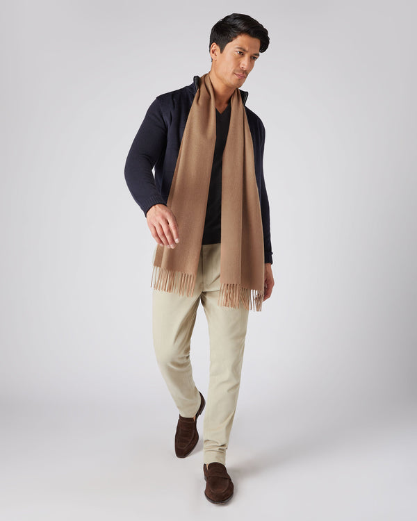 N.peal Unisex Large Woven Cashmere Scarf In Dark Tan Brown