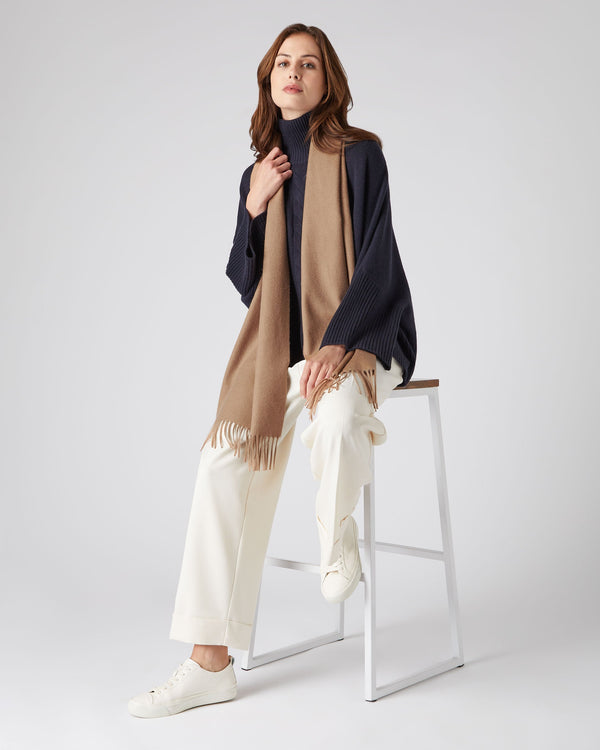 N.peal Unisex Large Woven Cashmere Scarf In Dark Tan Brown