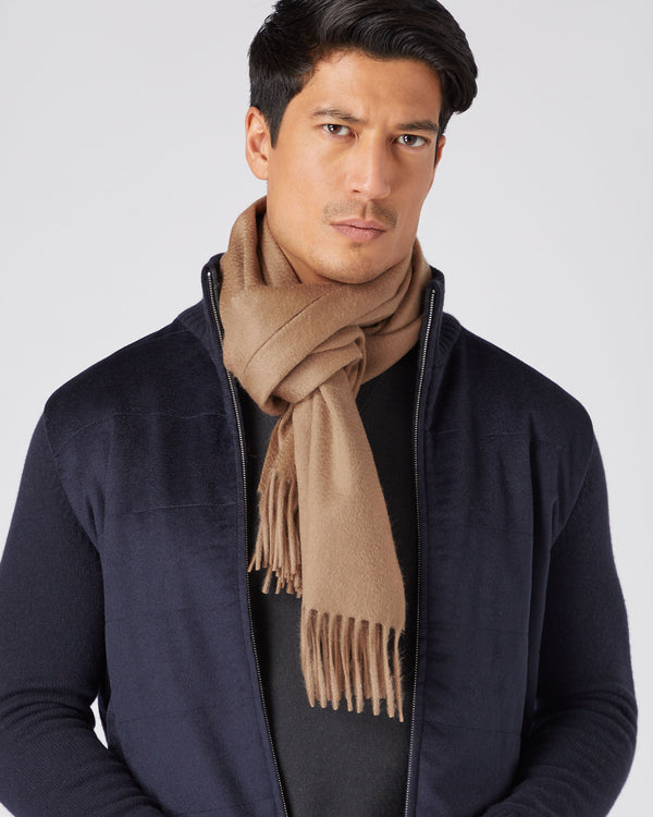 N.peal Unisex Large Woven Cashmere Scarf In Dark Tan Brown