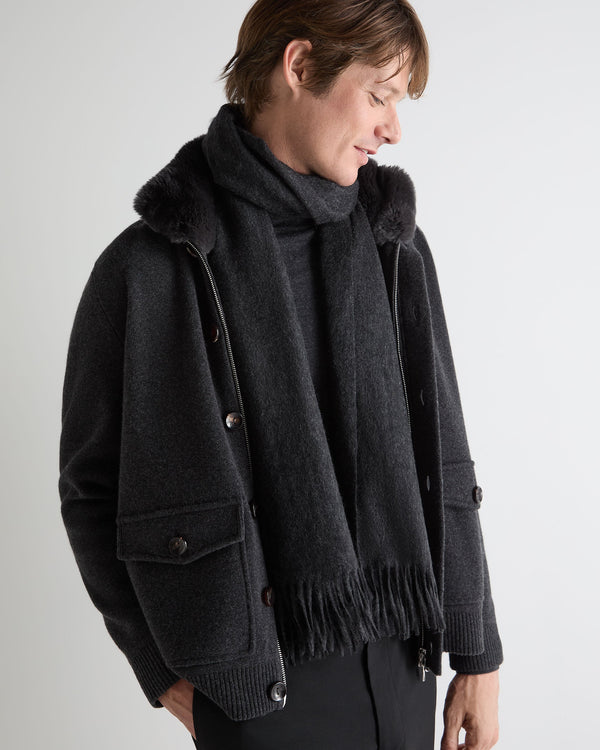 N.peal Unisex Large Woven Cashmere Scarf In Deep Charcoal Grey