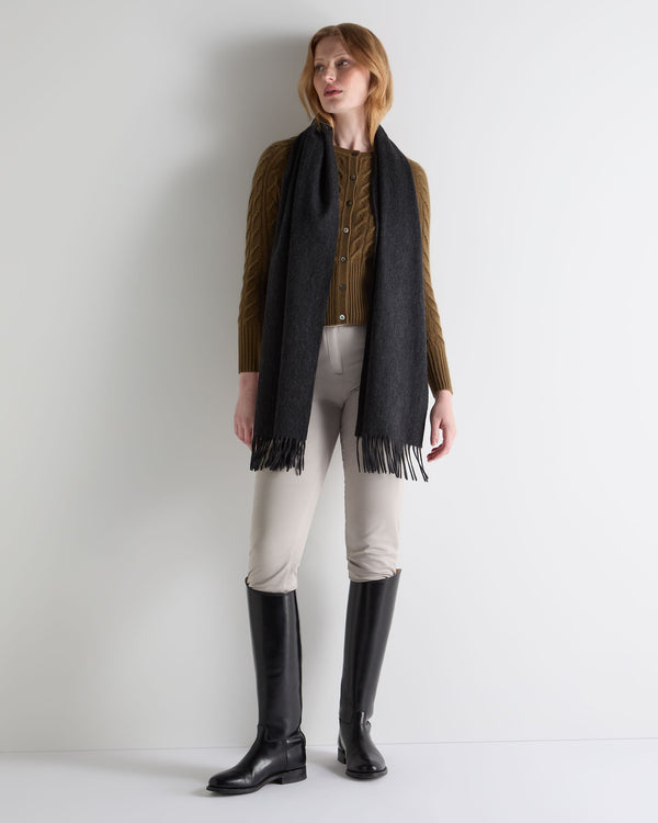 N.peal Unisex Large Woven Cashmere Scarf In Deep Charcoal Grey