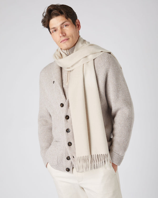 N.peal Unisex Large Woven Cashmere Scarf In Ecru White