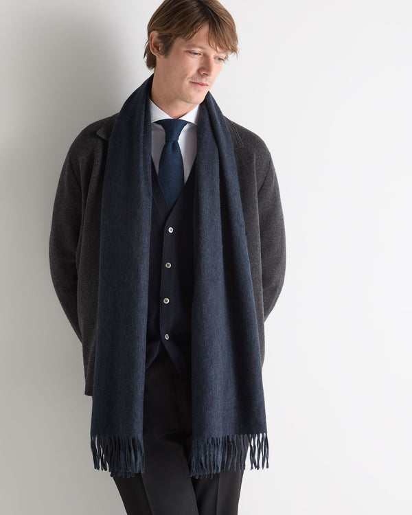 N.peal Unisex Large Woven Cashmere Scarf In Indigo Blue