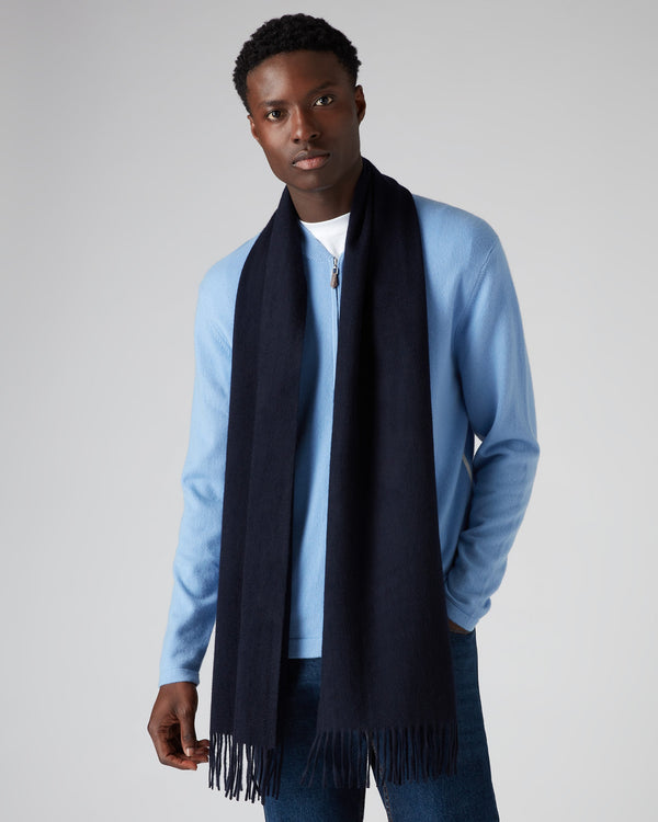 N.peal Unisex Large Woven Cashmere Scarf In Navy Blue