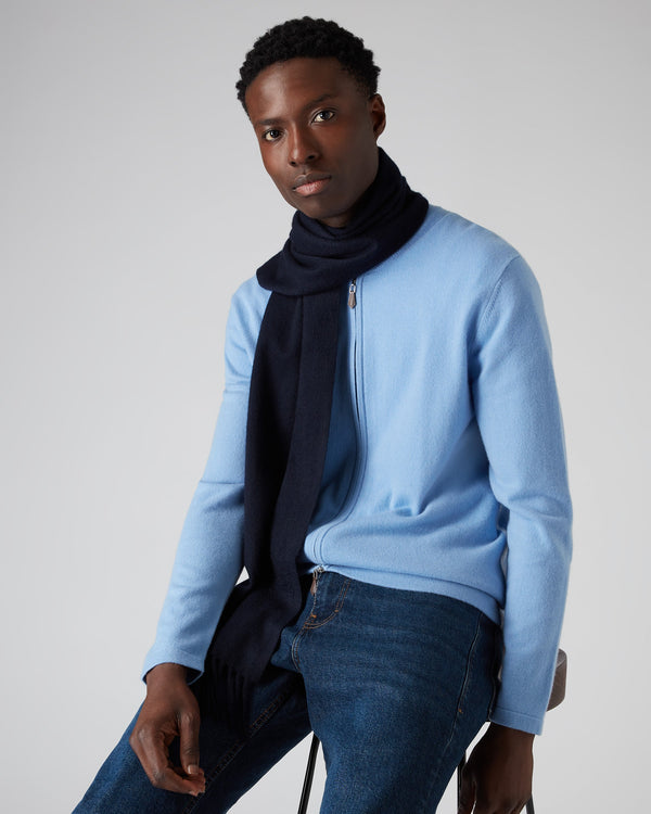 N.peal Unisex Large Woven Cashmere Scarf In Navy Blue