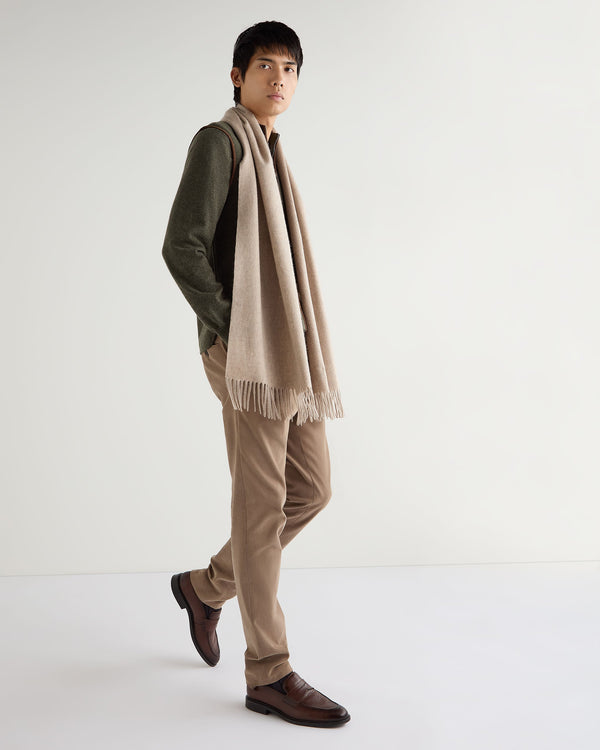 N.peal Unisex Large Woven Cashmere Scarf In Oatmeal Brown