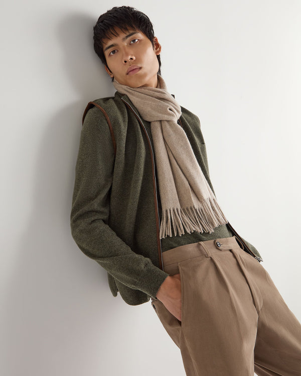 N.peal Unisex Large Woven Cashmere Scarf In Oatmeal Brown