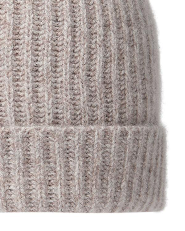N.peal Unisex Ribbed Cashmere Hat In Basilica Beige Brown Marl