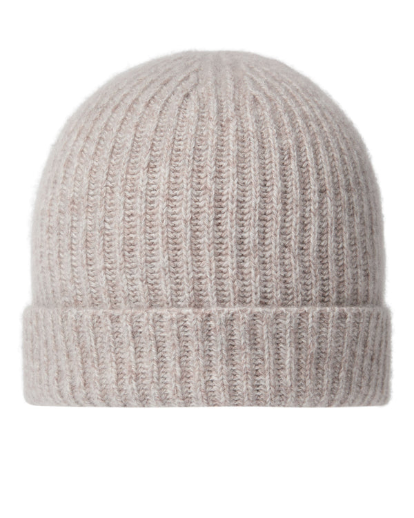 n.peal Unisex Ribbed Cashmere Hat In Basilica Beige Brown Marl