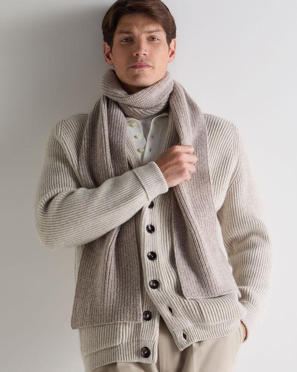 N.peal Unisex Ribbed Cashmere Scarf In Basilica Beige Brown Marl