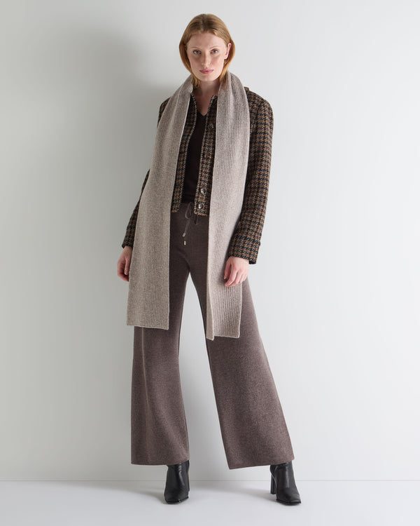 N.peal Unisex Ribbed Cashmere Scarf In Basilica Beige Brown Marl