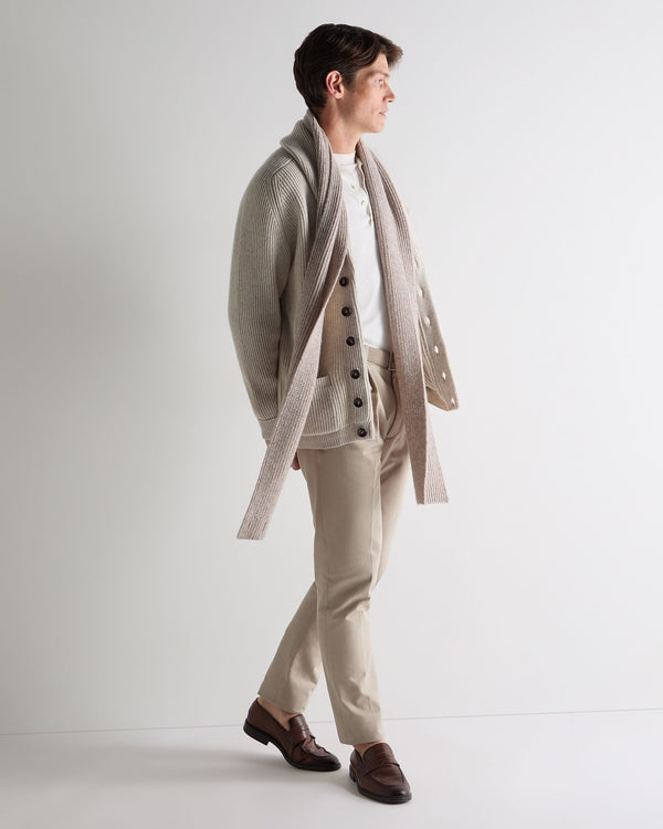 N.peal Unisex Ribbed Cashmere Scarf In Basilica Beige Brown Marl