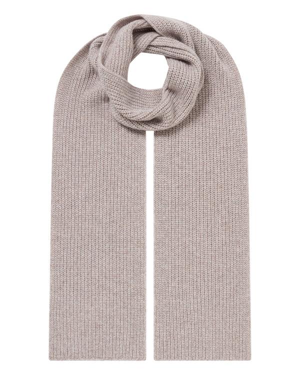 n.peal Unisex Ribbed Cashmere Scarf In Basilica Beige Brown Marl