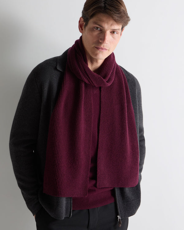 N.peal Unisex Ribbed Cashmere Scarf In Bordeaux Red