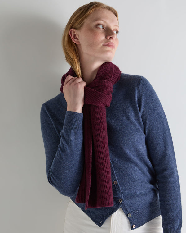 N.peal Unisex Ribbed Cashmere Scarf In Bordeaux Red