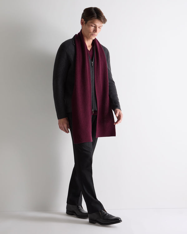 N.peal Unisex Ribbed Cashmere Scarf In Bordeaux Red