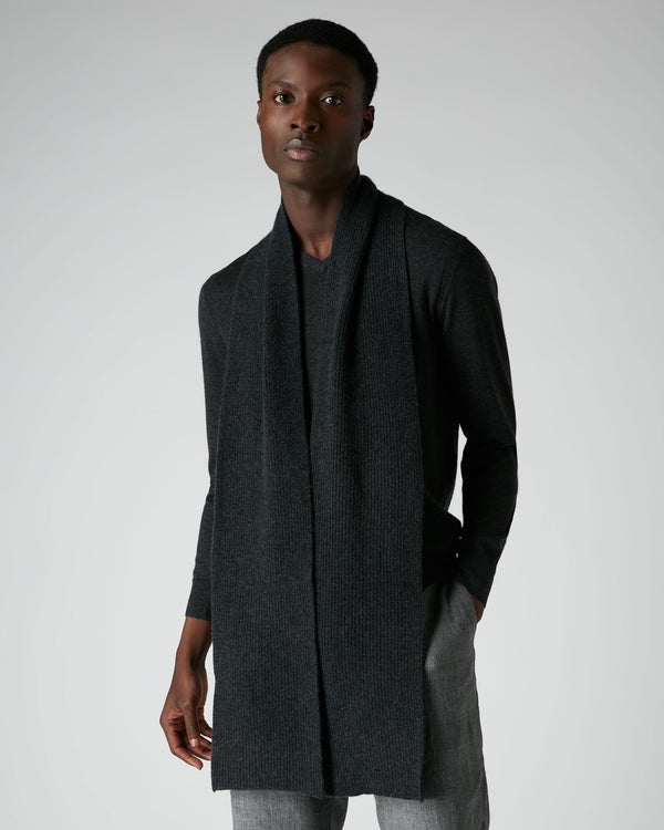 N.peal Unisex Ribbed Cashmere Scarf In Dark Charcoal Grey