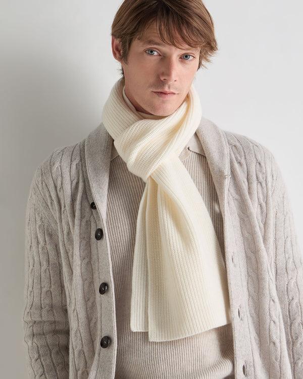 N.peal Unisex Ribbed Cashmere Scarf In New Ivory White