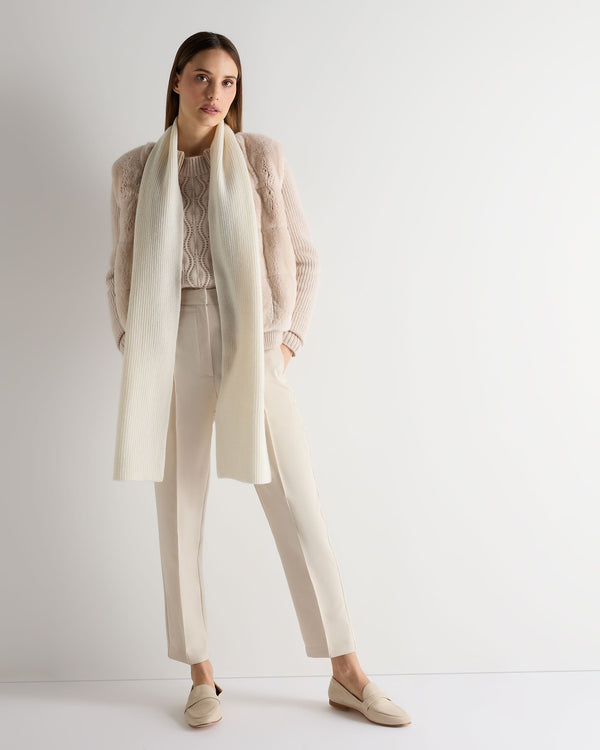 N.peal Unisex Ribbed Cashmere Scarf In New Ivory White