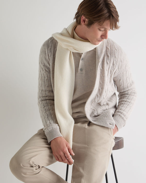 N.peal Unisex Ribbed Cashmere Scarf In New Ivory White