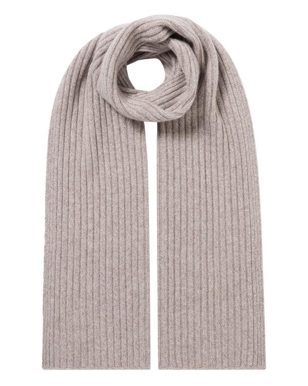 n.peal Unisex Short Ribbed Cashmere Scarf In Basilica Beige Brown Marl