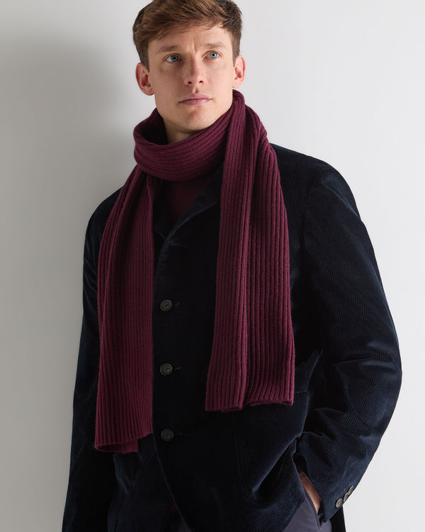 N.peal Unisex Short Ribbed Cashmere Scarf In Bordeaux Red