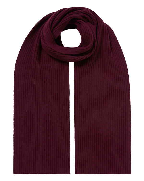 n.peal Unisex Short Ribbed Cashmere Scarf In Bordeaux Red