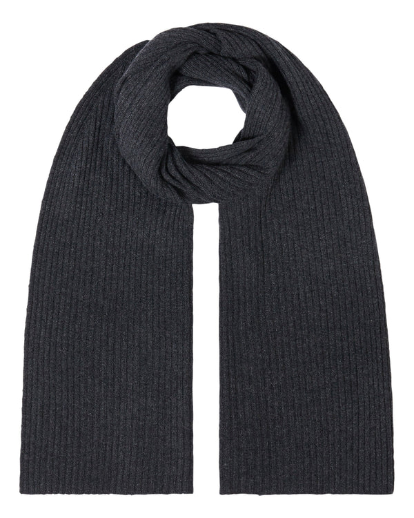 n.peal Unisex Short Ribbed Cashmere Scarf In Dark Charcoal Grey