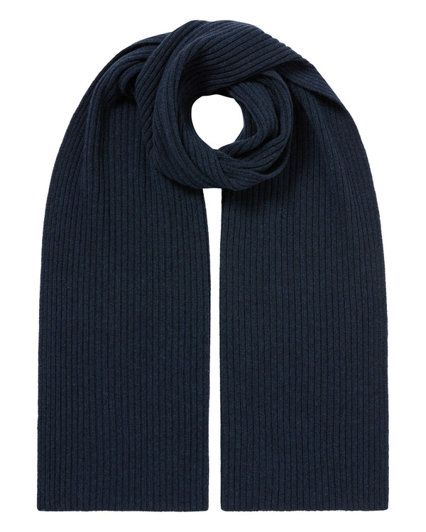 n.peal Unisex Short Ribbed Cashmere Scarf In Indigo Blue