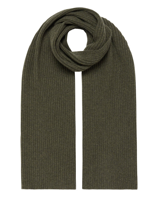 n.peal Unisex Short Ribbed Cashmere Scarf In Moss Green