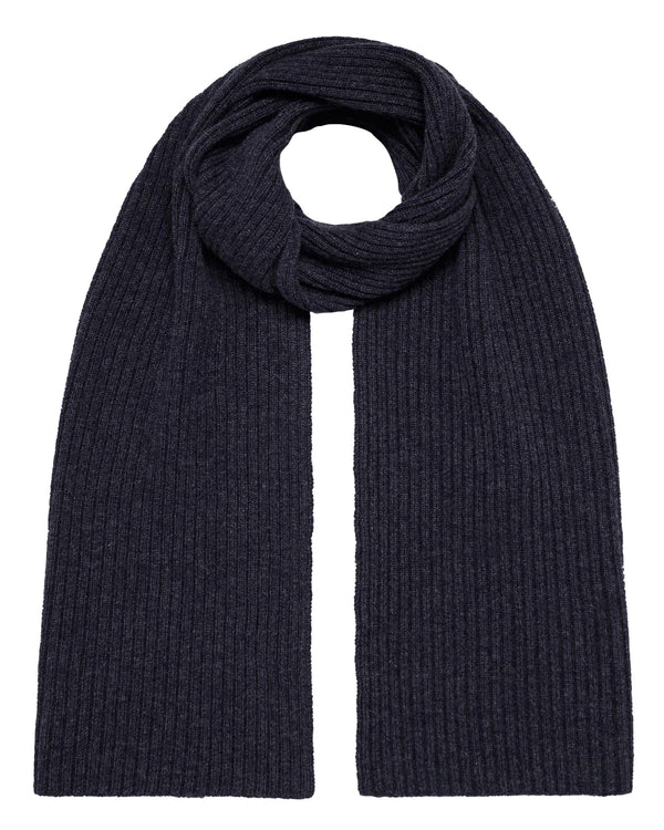 n.peal Unisex Short Ribbed Cashmere Scarf In Navy Blue