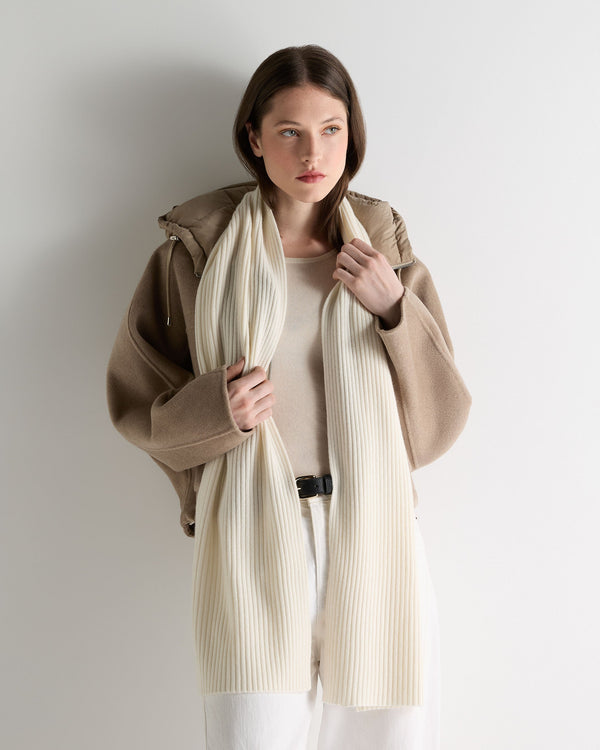 N.peal Unisex Short Ribbed Cashmere Scarf In New Ivory White