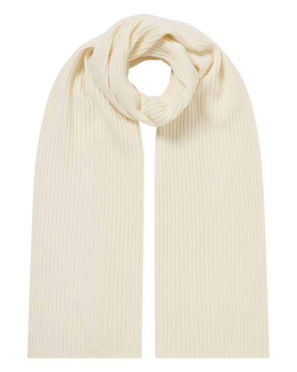 n.peal Unisex Short Ribbed Cashmere Scarf In New Ivory White