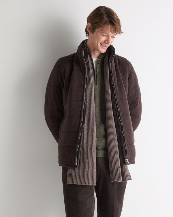 N.peal Unisex Short Ribbed Cashmere Scarf In Otter Brown