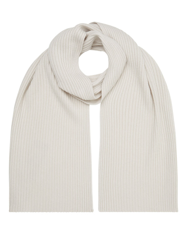 n.peal Unisex Short Ribbed Cashmere Scarf In Snow Grey