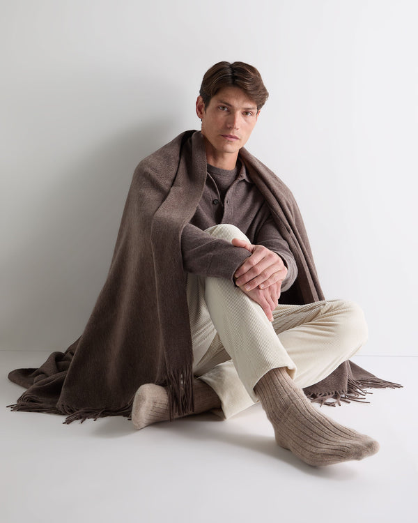 N.peal Unisex Woven Cashmere Blanket In Otter Brown
