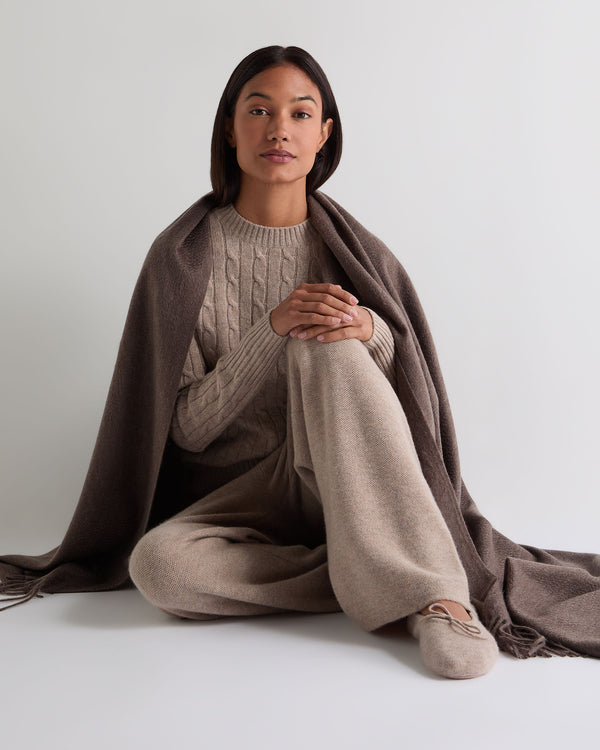 N.peal Unisex Woven Cashmere Blanket In Otter Brown