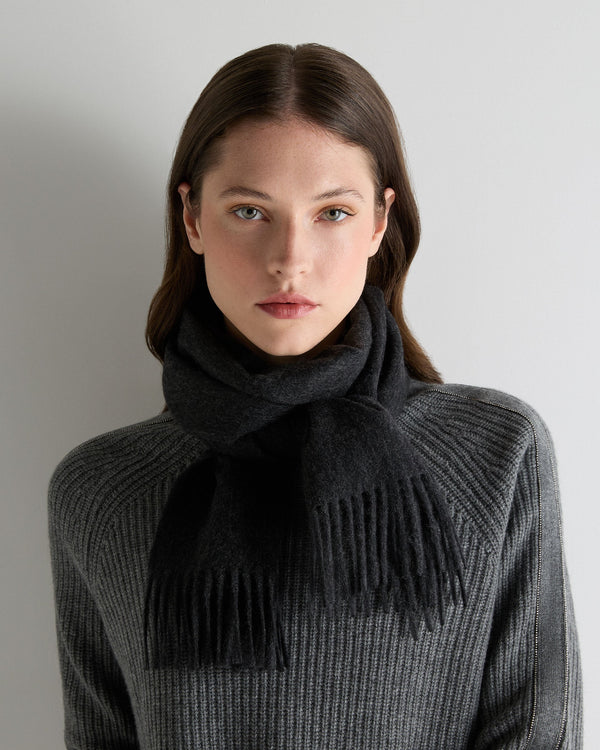 N.peal Unisex Woven Cashmere Scarf In Deep Charcoal Grey
