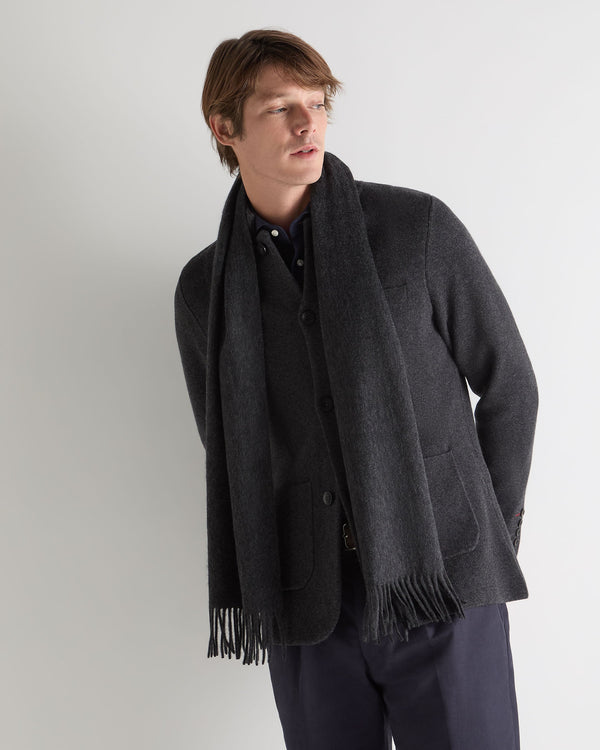N.peal Unisex Woven Cashmere Scarf In Deep Charcoal Grey