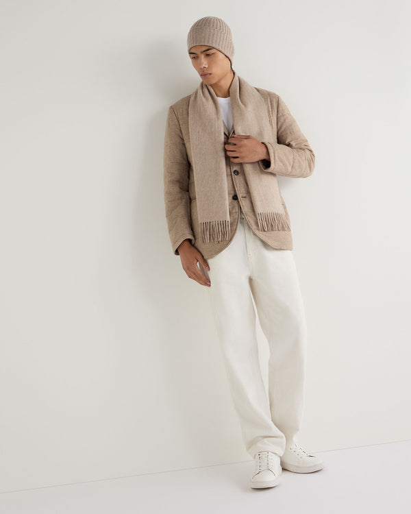 N.peal Unisex Woven Cashmere Scarf In Oatmeal Brown