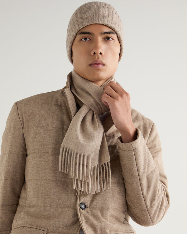 N.peal Unisex Woven Cashmere Scarf In Oatmeal Brown