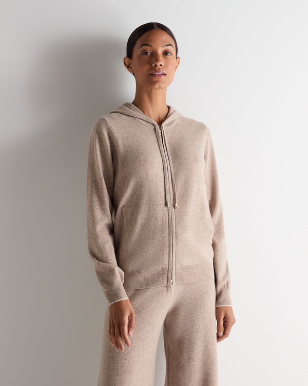 n.peal Women's Ada Cashmere Hoodie In Oatmeal Brown