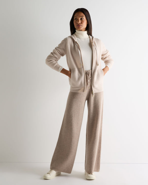 N.peal Women's Ada Ribbed Cashmere Hoodie In Ecru White