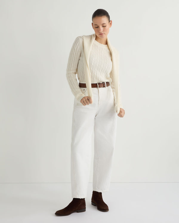 N.peal Women's Adelyn Cable Round Neck Cashmere Sweater In New Ivory White