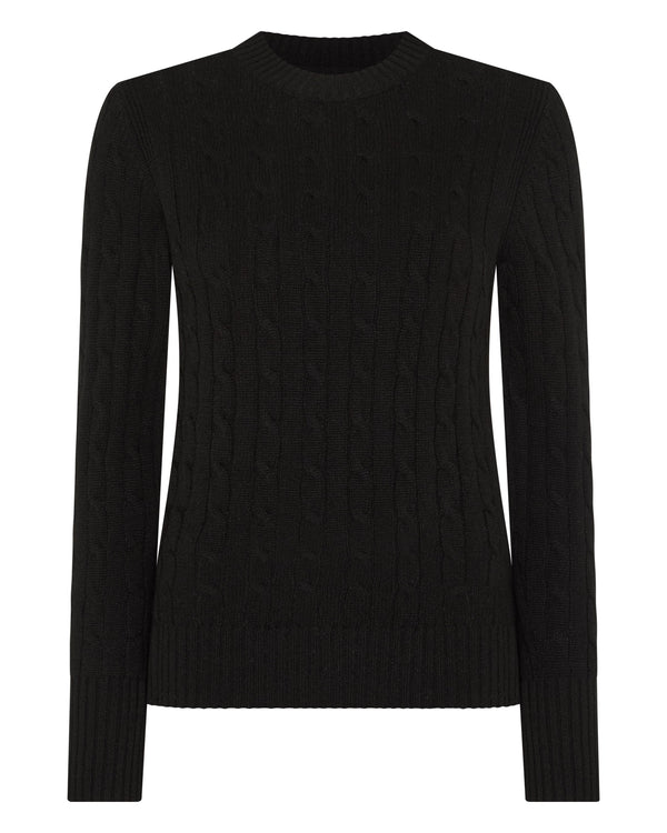 N.peal Women's Adelyn Cable Round Neck Cashmere Sweater In Black