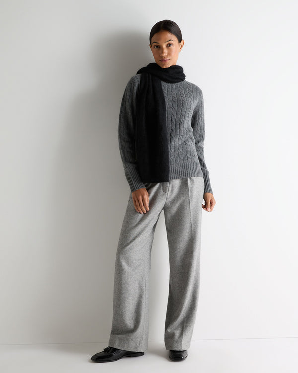 N.peal Women's Adelyn Cable Round Neck Cashmere Sweater In Elephant Grey