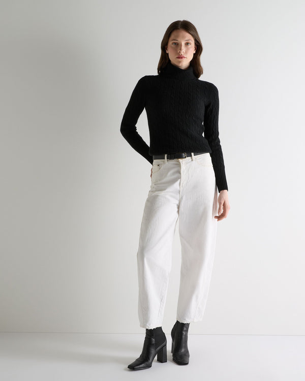 N.peal Women's Adelyn Cable Turtle Cashmere Sweater In Black