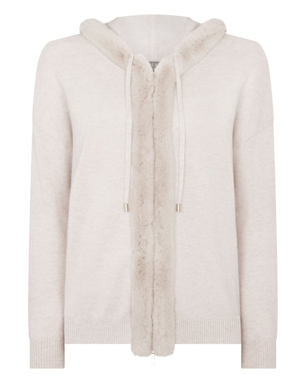 N.peal Women's Alicia Fur Trim Cashmere Hoodie In Frost White