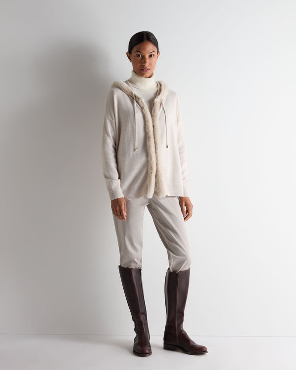 N.peal Women's Alicia Fur Trim Cashmere Hoodie In Frost White