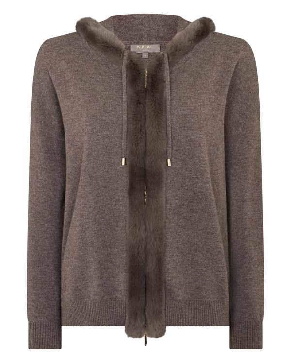 N.peal Women's Alicia Fur Trim Cashmere Hoodie In Otter Brown
